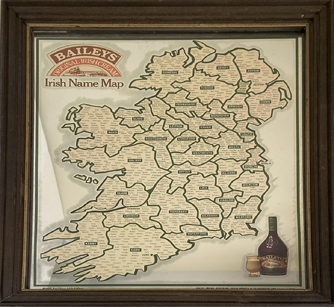 The Liquor Company Displays the Counties of Ireland On This Tavern Mirror