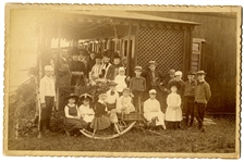 Cabinet Card of a Large Family at Beach