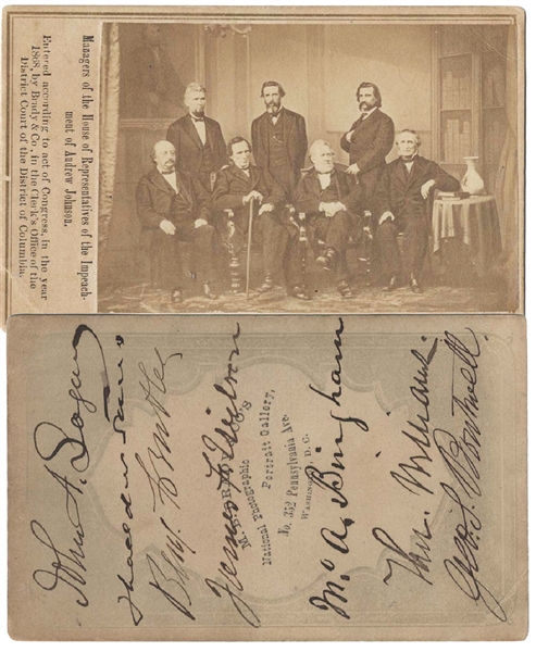 Likely The ONLY CDV of the Andrew Johnson Impeachment Committee Signed by ALL SEVEN MEMBERS