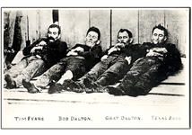 Deceased Dalton Gang Members After the Coffeyville Bank Robbery; Vintage RPPC Owned by the Original Photographer