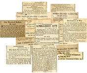 Nine War-Dated Newspaper Issues Covering the War of 1812