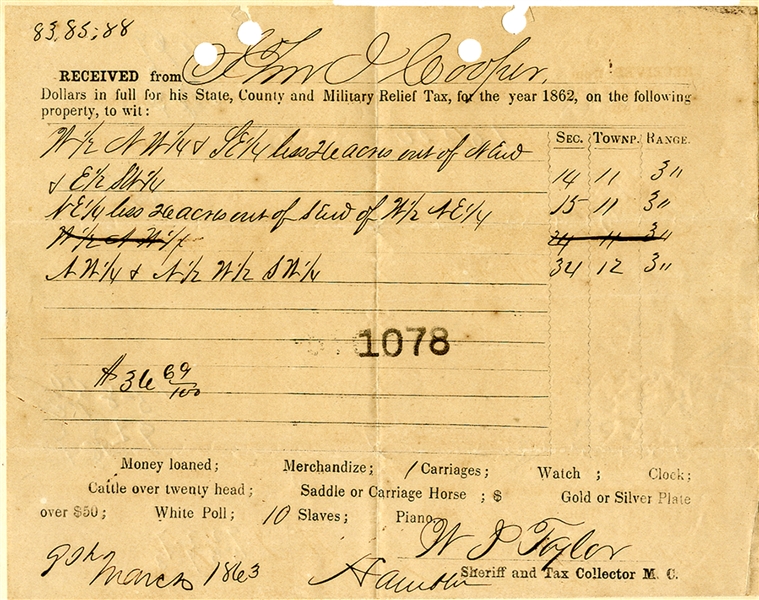 Military Relief Tax - 1863