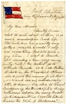 Letter Written On Exceptional Confederate Patriotic Paper Showing The Seven Star CSA Flag 