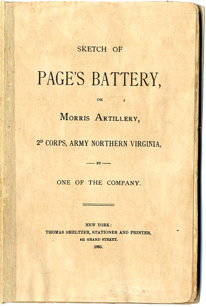 Ultra-Rare Confederate Virginia Artillery Regimental History