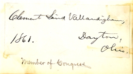Clement Vallandigham Signed Card