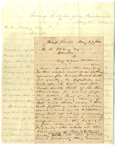 Writes of their Advance on Richmond - Two Fine Letters from the 12th U.S. Army “Regulars” – Capt. M. H. Stacey 