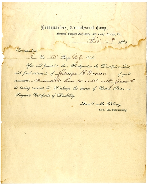 Final Statement For Soldier Disabled By Wounds Received At Antietam