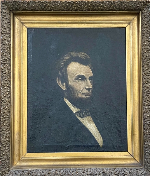 An Original Oil On Canvess Lincoln Painting
