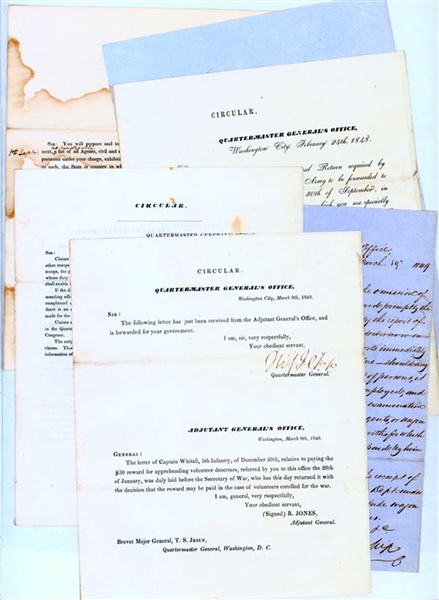 Six Circulars From The Quartermaster General’s Office, Four Signed by Thomas Jessup