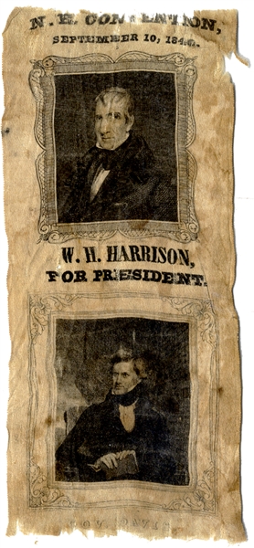 Scarce William Harrison and John Davis Campaign Ribbon