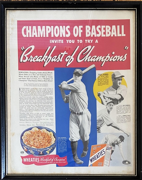  Lou Gehrig Wheaties Ad Saturday Evening Post