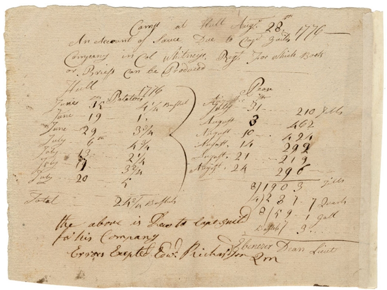 Massachusetts Militia Document - 1776