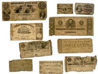 Collection of Civil War Era Currency, 10 pieces. 