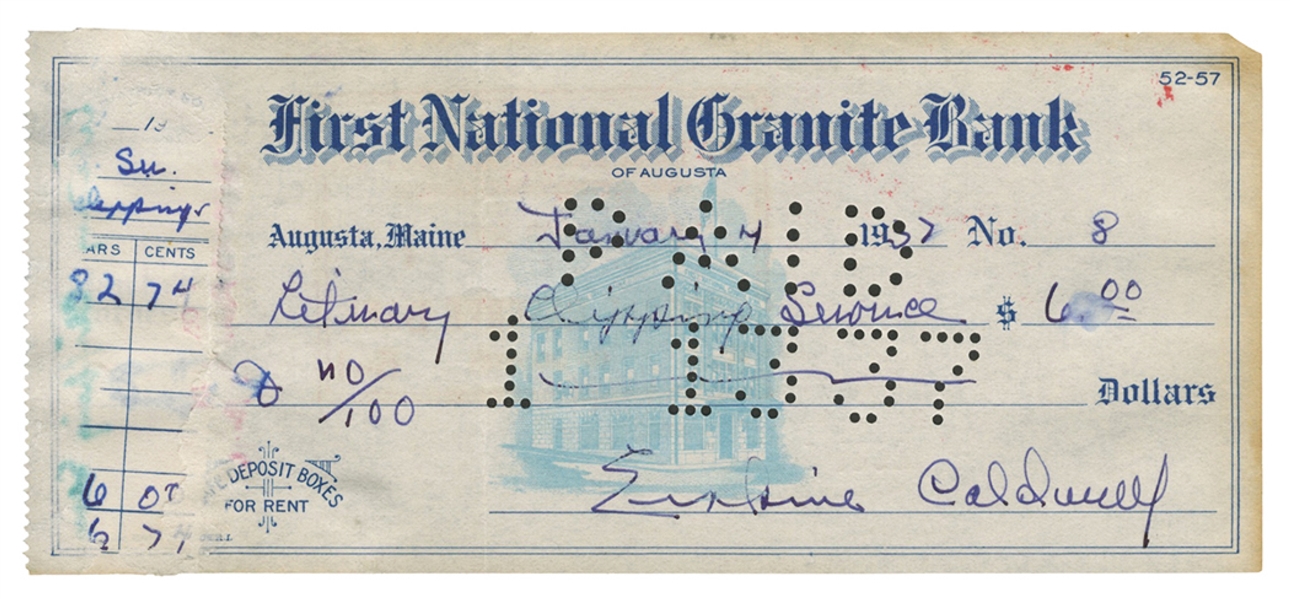Southern Writer Erskine Caldwell Signs A Check