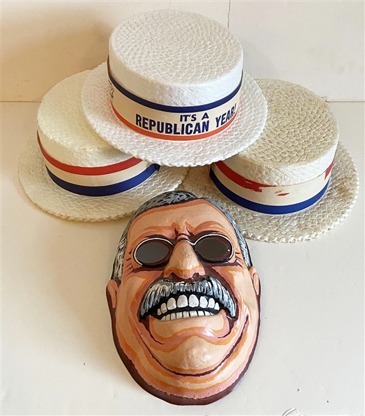 Teddy Mask and Three Convention Styrofoam Hats 