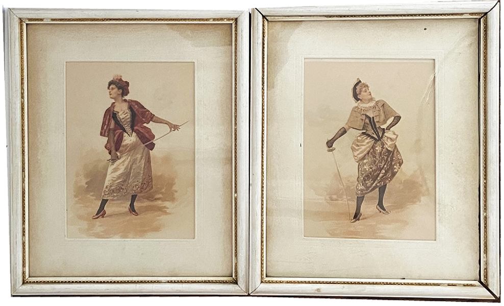 Early Color Printed Women Fencers