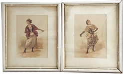 Early Color Printed Women Fencers