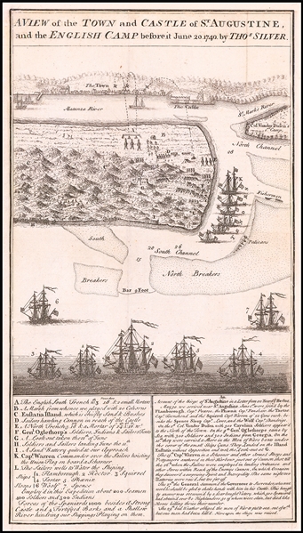 A view of the town and castle of St. Augustine, and the English camp before it June 20 1740, by Thos. Silver