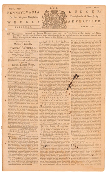 Tory Newspaper 1776, Revolutionary War and Independence
