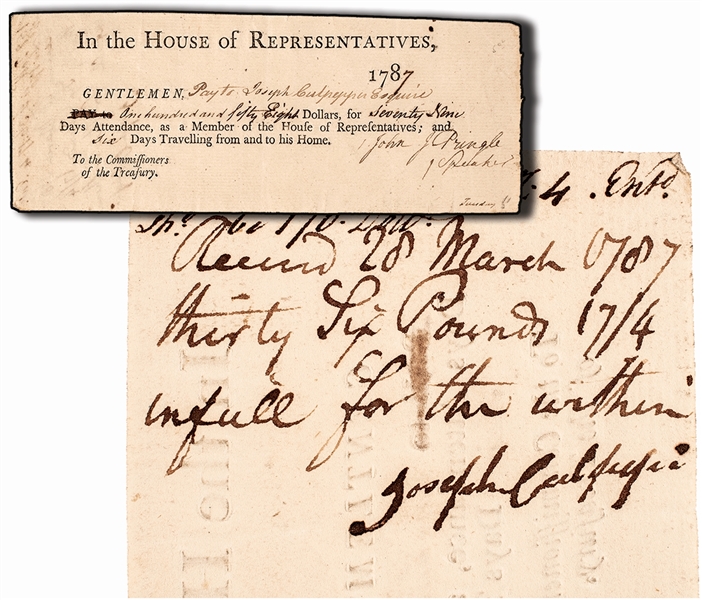 1787 JOHN JULIUS PRINGLE South Carolina Patriot, Speaker of the State SC Assembly