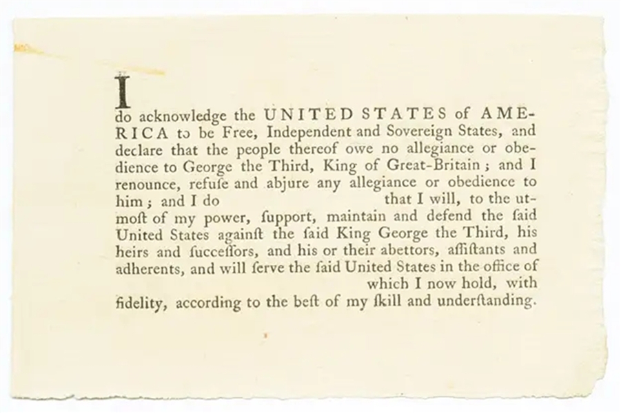 The First Oath of Allegiance to the United States