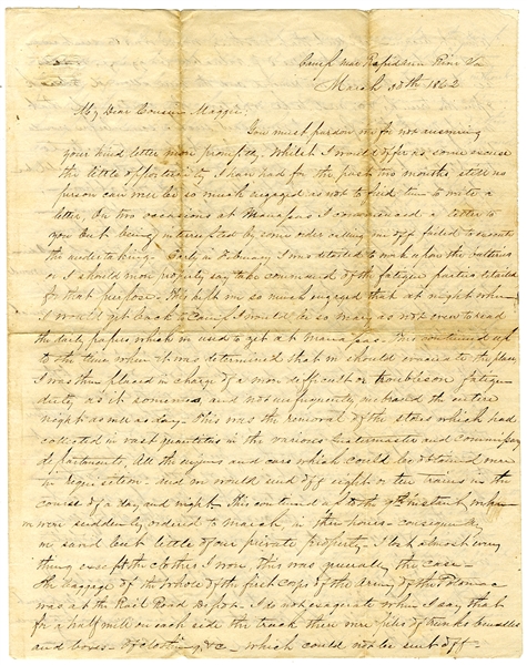 Lengthy Soldier Letter of The North Carolina Fourth