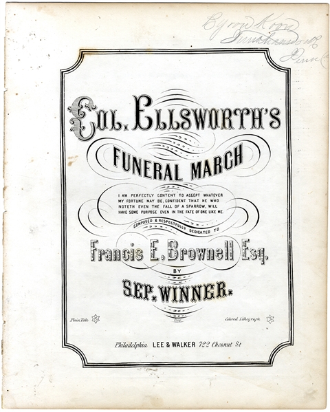 Uncolored Music Sheet - A Tribute to the Martyred Ellsworth