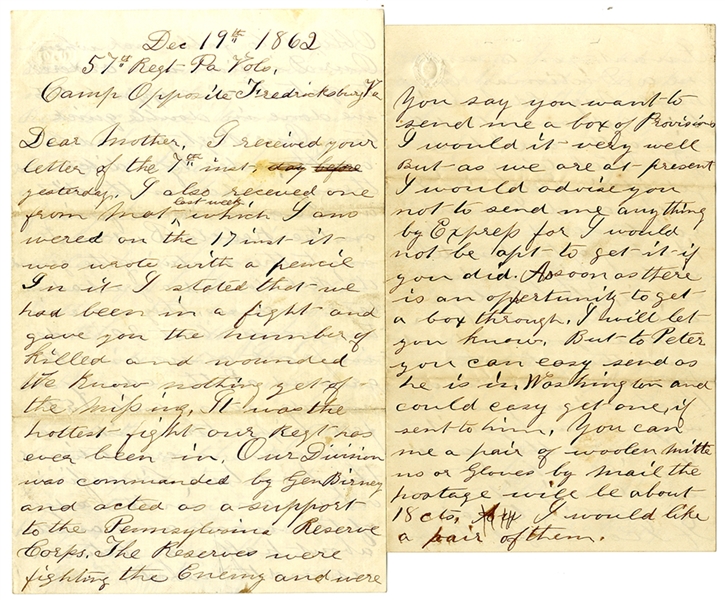 Seven Page Fredericksburg Battle Letter