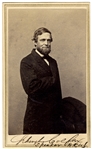 A Signed CDV, 3/4 standing view of “Schuyler Colfax, Speaker H.R. US.” with back mark by Whitehurst Gallery, Washington DC.