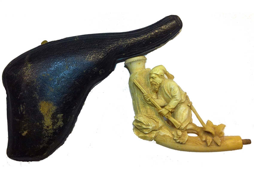 Carved Meerschaum Fighting ZOUAVE  Pipe