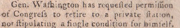General Washington Resigns His Commission