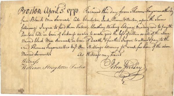 1770 Boston Slave Document