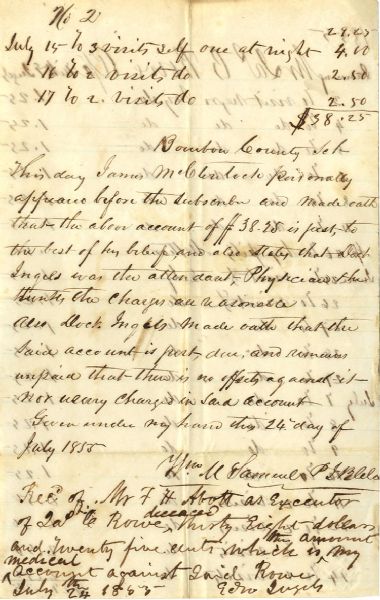 Dr. Ingels Bills for his Service on the Rowe Family Negroes
