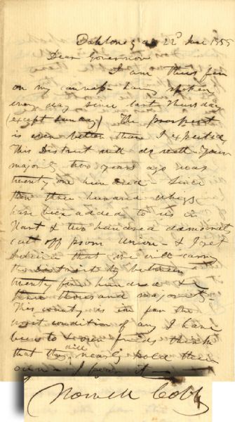Fine Political Content Howell Cobb Autograph Letter Signed