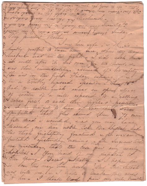 A Confederate officer's Wife Is An Eye Witness To The Destruction of Georgia Troops During The Seven days Campaign