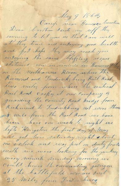 26th North Carolina Letter on Chancellorsville - Writer Taken POW at Gettysburg & KIA at Bristoe Station