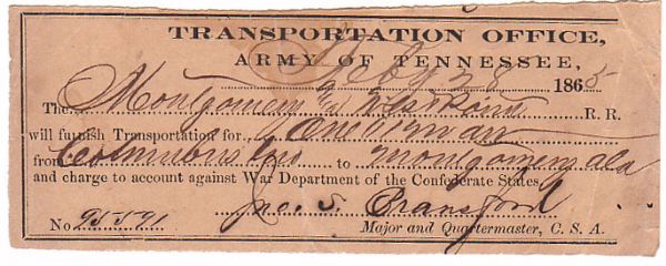 Army of The Tennessee Railroad Pass