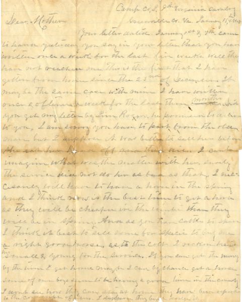 9th Virginia Cavalry Buglar Letter