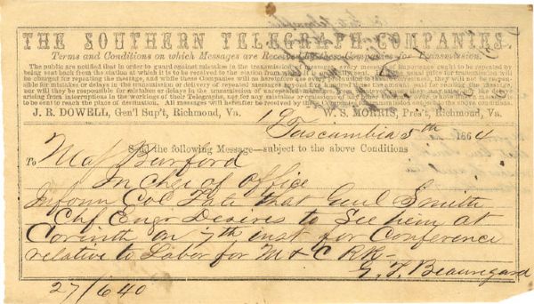 General Beauregard Telegraph