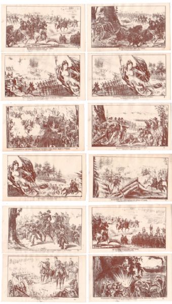 Full numbered set of 12 printer’s proofs for Civil War patriotic envelopes (or stationary letterheads) by famous N.Y. Printer / Publisher.