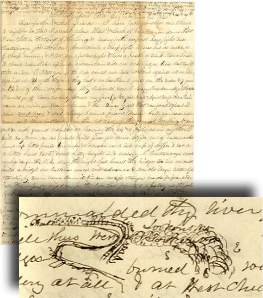 Amazingly Detailed Chattanooga Campaign Letter with Map of Lookout Mountain