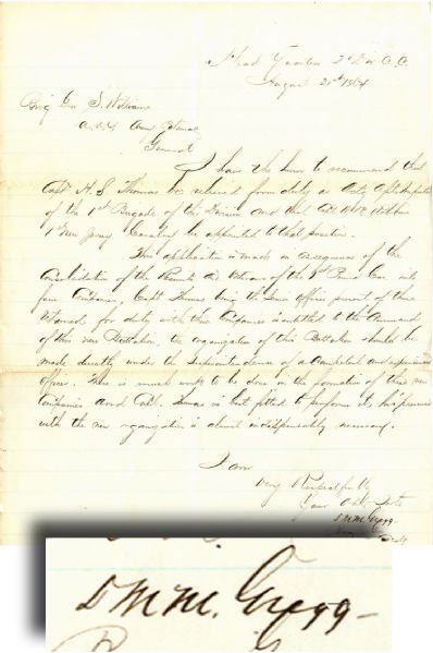 Major General David McM. Gregg - Thwarted JEB Stuart's Planned Attack at Gettysburg - War-Date Letter Signed