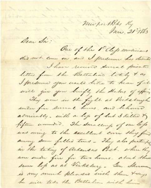 Major of the 13th Regular Army Writes of Casualties at Vicksburg