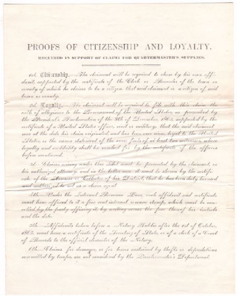 Proofs Of Citizenship And Loyalty Circular