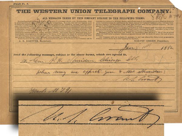 U.S. Grant Inquires About the Arrival of Sheridan