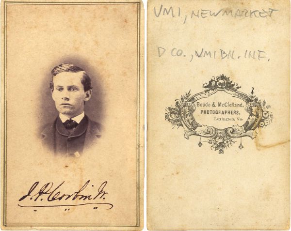 Signed CDV of VMI Cadet James Parke Corbin Jr.