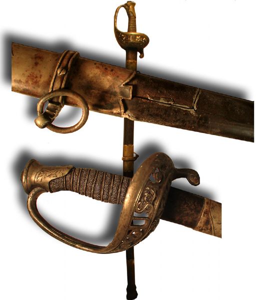 UNION COLONEL'S BULLET -STRUCK SWORD