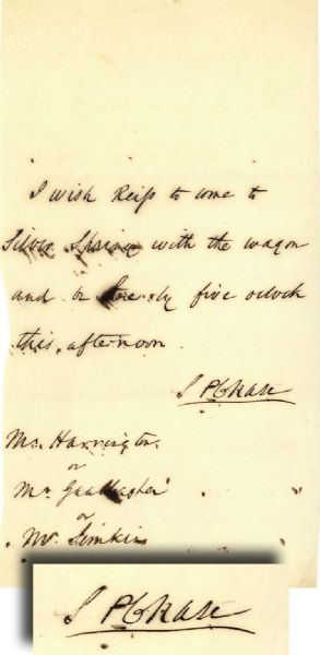 Salmon Chase Autograph Letter Signed