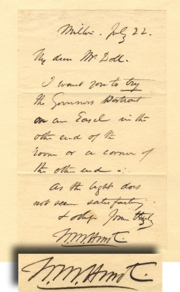 Artist William Morris Hunt Writes About Exhibition of “The Governer’s Portrait”