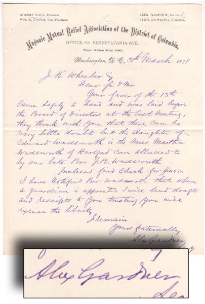 Alexander Gardner Autograph Letter Signed